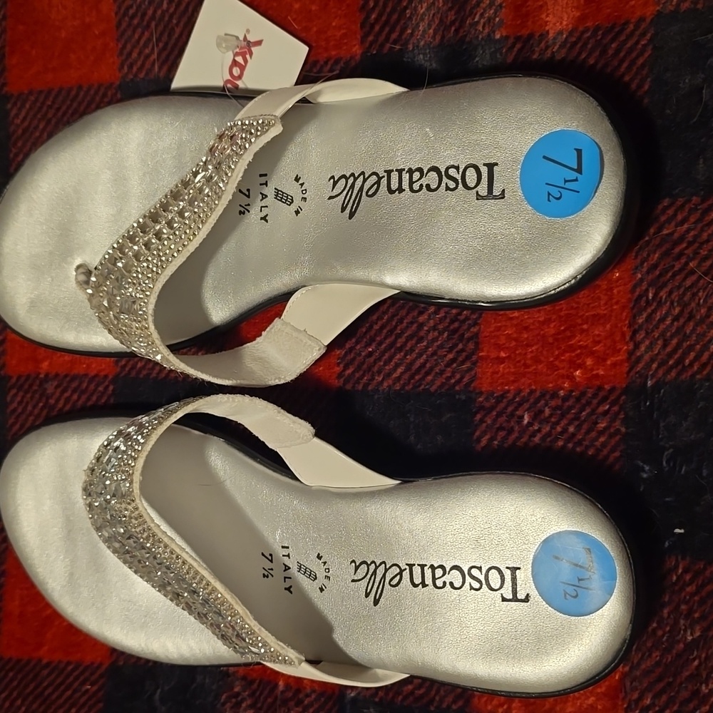 Toscanella White and Rhinestone Sandals - Picture 6 of 11